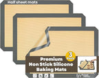 Silicone Baking Mat - 3 Pack Reusable Silicone Baking Sheet Liner for Oven - Half Sheet Nonstick Mat 16.5"x11.6" for Bread, Dough, Macaron, Cookie Cooking Liners for Kitchen Counter Bakery Supplies