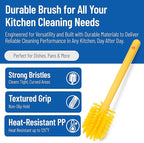SPARTA 12 Inch Bottle Brush with Polyester Bristles and Plastic Handle, Color Coded, Large Round Head Cleaner for Bottles Jars and Food Service Equipment, Yellow
