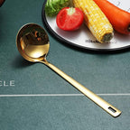 Gold Ladle, Berglander Stainless Steel Kitchen Ladle With Titainium Gold Plating, Soup Ladle, Cooking Ladle, Metal Soup Spoon For Cooking, Dishwasher Safe, Easy to Clean