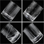 Joeyan Hand Blown Etched Whiskey Glasses,Old Fashioned Tumblers with Stripes Dots Pattern,Clear Carved Rocks Glasses,Scotch Bourbon Glassware for Party Anniversary,13.5 oz,Set of 4,Dishwasher Safe