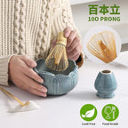 Matcha Whisk Set, Ceramic Matcha Set 8 Pcs, Matcha Kit Set Includes Matcha Bowl, Matcha Whisk and Holder, Bamboo Scoop and Rest, Sifter and Tea Towel, Ideal Gift for Family/Friend (Blue)