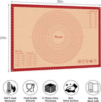 Extra Large Silicone Pastry Mat for Counter Rolling Dough,36x24 Inch,0.75mm Thick,Non Slip Silicone Baking Mat with Measurement(36 x 24 In,Red)