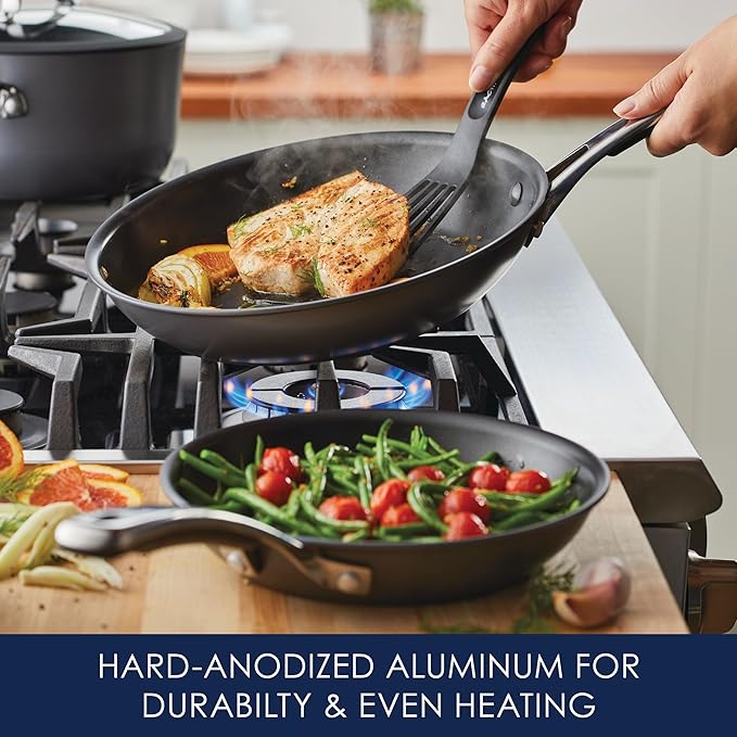 Rachael Ray Cook + Create Hard Anodized Nonstick Frying Pans/Skillet Set, 9 Inch and 11.75 Inch - Black