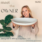Mora Ceramic Large Serving Bowls- Set of 2 Oval Platters for Entertaining. Modern Kitchen Dishes for Dinner, Fruit, Salad, Turkey, etc. Oven, Dishwasher Safe, 55/35 oz, 13.5" / 11.8" - Earl Grey