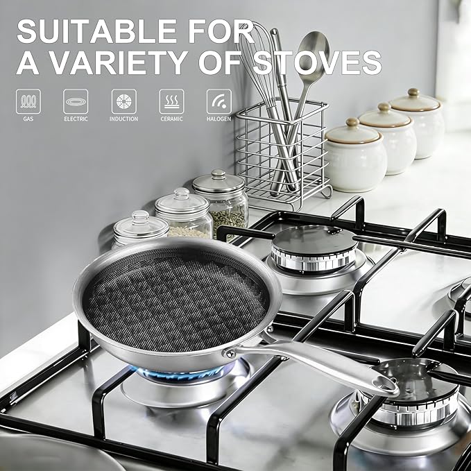 DELARLO Tri-Ply Stainless Steel 7" Omelette Pans, Non Stick Egg Frying Pan, Small Induction Skillet, Nonstick 7 inch, Single Egg Pan, Induction cookware Compatible with All Cooktops Up to 600℉