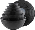 COOK WITH COLOR Mixing Bowls with Lids - 12 Piece Plastic Nesting Bowls Set includes 6 Prep Bowls and 6 Lids, Microwave Safe Mixing Bowl Set, Black Rhombus