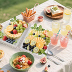 GLITCHCORE 4-Pack Premium Acrylic Serving Trays - 15x11 Extra Thick Reusable Platters - Shatterproof Ice-Pattern Food Trays for Party, Catering, Wedding & Kitchen Organization - BPA-Free