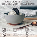 Mora Ceramic Small Dessert Bowls - 16oz, Set of 6 - Microwave, Oven and Dishwasher Safe, For Rice, Ice Cream, Soup, Snacks, Cereal, Chili, Side Dishes etc - Microwavable Kitchen Bowl, Earl Grey