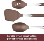 Anolon Tools Set/Nonstick Nylon Cooking Utensils/Kitchen Gadgets Includes Spoons, Turners, Ladle, Meat Fork, Whisk, and Locking Tongs, 10 Piece, Bronze