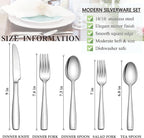 Herogo 18/10 Stainless Steel Silverware Set, 60-Piece Fancy Flatware Cutlery Set for 12, Modern Eating Utensils Tableware for Home Restaurant Wedding, Mirror Polished, Dishwasher Safe