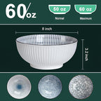 QINLANG 60 oz Large Soup Bowl, Pho Bowls, Japanese Ramen Bowls Set of 3, 8 in Blue and White Porcelain Big Bowls for Eating - 3 Mixing Patterns