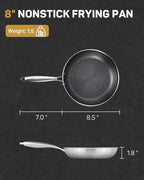 8" Hybrid Nonstick Frying Pan, Stainless Steel Ceramic Nonstick Skillet for Eggs & Omelets, Small Egg Pan, Stay-Cool Handle, Induction Compatible, Oven Safe