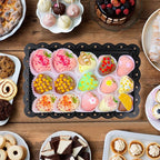Set of 6 Plastic Serving Trays Food Tray - 14" x 9" Rectangle Serving Platter for Halloween Party Cafeteria Kitchen Restaurant, Small Flat Trays for Dessert Fruit Cookie Snack (6, Black)