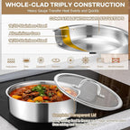 E-far 9pcs Stainless Steel Cookware Set, 3-Ply Pots and Pans Set w/Detachable Handle & Lid, Induction Cookware Kitchen Cooking Set for RV Camping, Nontoxic Whole Clad Frying/Saute/Sauce Pan, Oven Safe