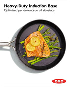 OXO Professional 12" Frying Pan Skillet, Hard Anodized Ceramic Nonstick Cookware PFAS-Free, Induction Suitable, Stainless Steel Handles, Diamond Reinforced Coating, Dishwasher Safe, Oven Safe, Black