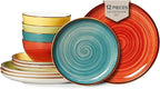 ONEMORE Plates and Bowls Set 12 Pcs,Stoneware Dinnerware Sets for 4 Microwavable,Oven & Dishwasher Safe Porcelain,Scratch Resistant Dishes Set
