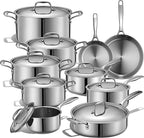 LEGEND COOKWARE 5-Ply Stainless Steel Cookware Set, 19-Piece Pots and Pans Set - Induction Compatible, Oven Safe 800°F - Non-Toxic, No Coatings - Built to Last Generations