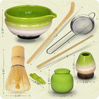 Matcha Whisk Set – Premium 9 Pcs Japanese Set for Tea Lovers - Traditional Kit, Green Matcha Kit Including Bowl (Chawan), Bamboo Whisk and Scoop Holders, Sifter Canister and Straw