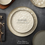 HaWare Dinnerware Sets, 6-Piece Plates and Bowls Set, Stoneware Dish Set for 2, Ceramic Dinnerware for Home Restaurant, Chip and Scratch Resistant, Microwave and Dishwasher Safe, Saturn Khaki