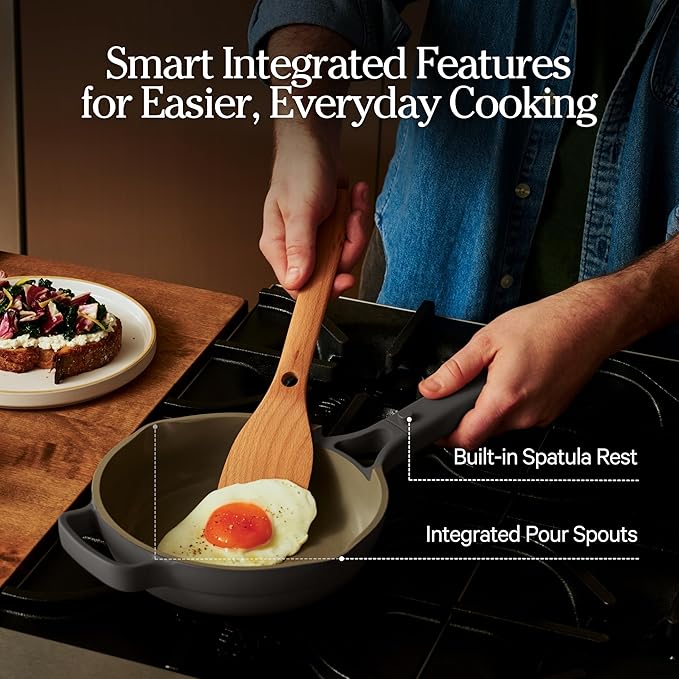 Our Place Mini Always Pan | 8.5" Ceramic Pan with Modular Lid & Beechwood Spatula | Patented 10-in-1 Nonstick, Non-Toxic Cookware Made Without PFAS | Induction & Oven-Safe up to 450°F | Steam