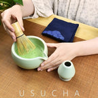 Artcome 7 Pcs Complete Matcha Ceremony Kit for Tea Ceremony, Bowl with Pouring Spout, Whisk, Tea Scoop, Matcha Powder Strainer, Matcha Tea Set For Making Usucha, Koicha and Matcha Latte (Green)