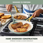 GreenPan Nonstick Reserve Pro 10” & 12” Frying Pan Set, NSF Certified Ceramic, Hard Anodized PFAS-Free Skillets, Stainless Steel Handles, Oven & Dishwasher Safe, Moss Green