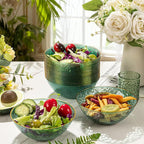 I00000 50 Pack 12 Ounce Clear Green Plastic Bowls Serving Bowls Hammered with Gold Rimmed, Heavy Duty Disposable Bowl Set,Small Bowls for Party Picnic