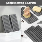 Razborci 2PCS Diatomite Quick Stone Drying Tray Mat For Bathroom & Kitchen Counter, Instant Dry Water Absorbent Drink Bar Coaster,Vanity Sink Caddy Organizer,Dish Soap Sponge Holders, Charcoal,8"x3.8"