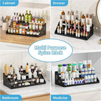 Spice Organizer, Spice Rack for Expandable 3-Tier, Spice Organization for Cabinet Expandable Width and Adjustable Height, Seasoning Organizer for Cabinet, Countertop, Pantry, Black