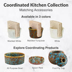 Elevated Lifestyle Ceramic Sponge Holder – Sink Caddy Organizer, Decorative Bathroom and Kitchen Sink Accessories, Allows Sponge to Dry, Ideal Countertop Sponge & Bar Soap Holder - (Marbled White)