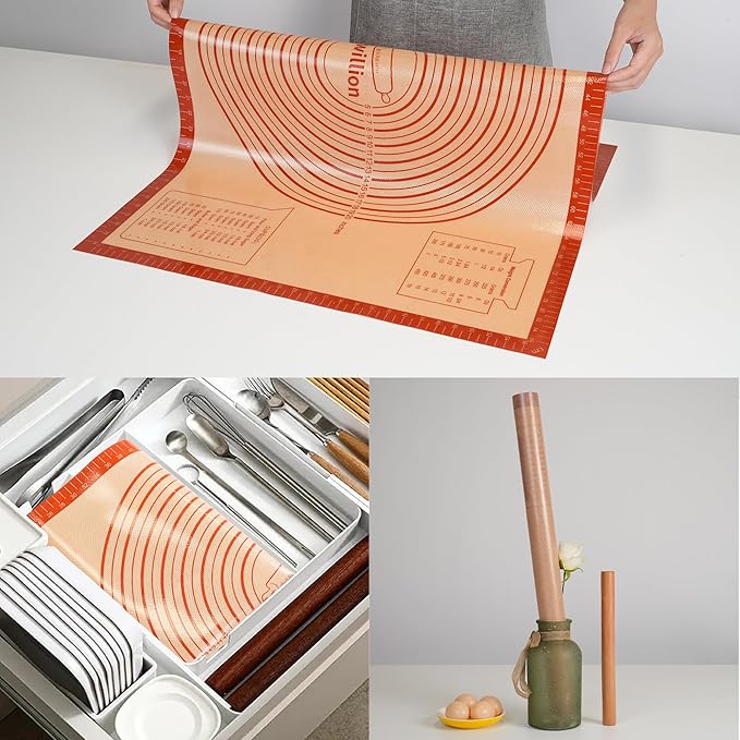 Silicone Pastry Mat 36 x 24 Inch Extra Large Baking Mat with Measurement for Counter Dough, Rolling, Fondant, Pie Crust