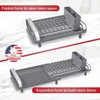 Better Houseware in Sink Dish Drying Rack, Dish Drying Rack in Sink with Non-Slip Handles, Stainless Steel Space-Saving Design, Dish Rack Holds 8 Plates, 12.25 x 18 x 10.75 Inch, Gray