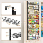 MIAOLI Over the Door Pantry Organizer, 8-Tier Adjustable Spice Rack Cabinet Door Shelves, Hanging Seasoning Organizer for Kitchen Bathroom, Laundry Room Organization, Black