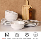 TP 12-Piece Melamine Dinnerware Sets, Plates and Bowls Dishes Set for 4, Break-Resistant & Non-Microwavable, Lightweight Dinner Plates, White