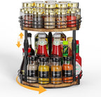 Lazy-Susan-Organizer-Spice-Rack, 2-Tier Rotating Spice Organizer For Kitchen-Cabinet-Countertop-Pantry, Turntable Seasoning Holder Storage Shelf With Adjustable Height