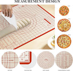 Silicone Baking Mat,28in×20in & 16in×12in Pastry Mat,Measuring Non-slip Dough mat Mats for Baking,Kneading Dough,Table Mats Red(2Pack)