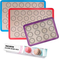 STATINT Silicone baking Mat, Non-Stick Food Safe Set of 2 Half Sheet Reusable Heat Resistant Liner +1 Quarter Reusable Baking Mat for Macarons, Cookies, Pastries, Bread, Meat