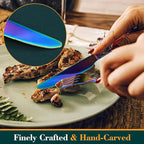 Rainbow Silverware Set, 30 Pieces Vintage Carved Flatware Set for 6, Stainless Steel Cutlery Set with Knife/Fork/Spoon,Utensil Set for Home and Kitchen, Dishwasher Safe