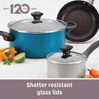 Farberware Dishwasher Safe Nonstick Jumbo Cooker/Saute Pan with Helper Handle -Aluminum, 6 Quart, Blue