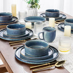 AmorArc Ceramic Dinnerware Sets, Handmade Reactive Glaze Stoneware Plates and Bowls Sets,Highly Chip and Crack Resistant | Dishwasher & Microwave Safe Dishes Set, Service for 8 (24pc)