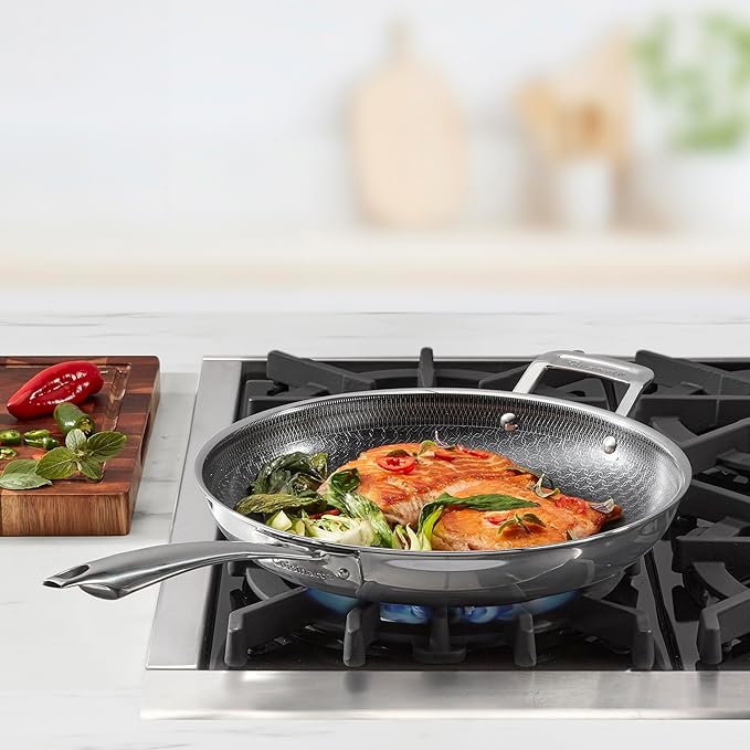 Cuisinart FusionElite+ Hybrid Nonstick Tri-Ply Stainless Steel Skillet, 12″ Skillet Frying Pan with Helper, PURELYSEAR Ceramic Nonstick Technology, Scratch Proof, Cool Grip Handles, Dishwasher Safe