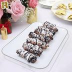 3 Pack Silver Plastic Serving Trays for Party - Silver Rim Serving Tray 8 x 11 Inch - Heavy Duty Dessert Trays for Food - Rectangular Party Serving Trays for Entertaining