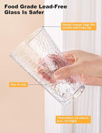 Amyoole Drinking Glasses Set of 8,16oz Clear Highball Water Glasses,Stackable Lead-Free Hammered Glass Cups,Kitchen Drinkware Glassware for Cocktail,Beer,Juice,Iced Tea,Margaritas and Mixed Drinks