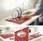 MicoYang Silicone Dish Drying Mat for Multiple Usage,Easy clean,Eco-friendly,Heat-resistant Silicone Mat for Kitchen Counter or Sink,Refrigerator or drawer liner Red L 16 inches x 12 inches
