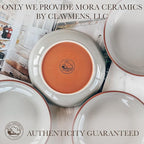 Mora Ceramic Large Pasta Bowls 30oz, Set of 4 - Serving, Salad, Dinner, etc Plate/Wide Bowl - Microwave, Oven, Dishwasher Safe Kitchen Dinnerware - Modern Porcelain Stoneware Dishes, Earl Grey