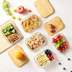 Vtopmart 5 Pack 35oz Glass Containers with Bamboo Lids, Meal Prep Food Storage Containers, BPA Free, Microwave & Dishwasher Safe