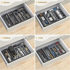 7 Pack Silicone Silverware Drawer Organizer, DIY Free Combination Kitchen Drawer Organizer, Utensil Organizer, Moisture-proof and Heat-resistant up to 200°C, Anti-slip Design (Grey)