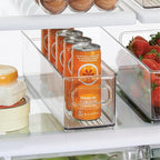 iDesign Stackable Fridge Bin with Handles - Ideal for Freezer or Pantry, Set of 6, Clear, Made in USA