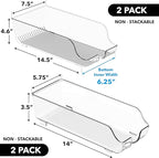 Simple Houseware Assorted Can Organizer for Refrigerator/Pantry, Set of 4, Clear