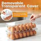 Utopia Home Egg Container With Lid and Handle for Refrigerator - Pack of 4 - Clear Stackable Egg Holder for Kitchen Storage and organization